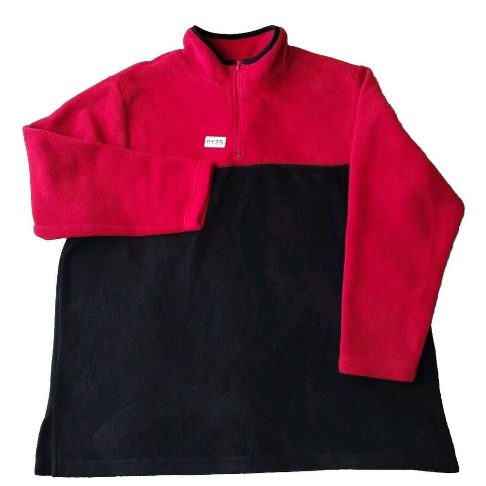 Just My Sweatshirt Boy 14/16 Black Red Colorblock Fleece 1/4 Zip Long Sleeves